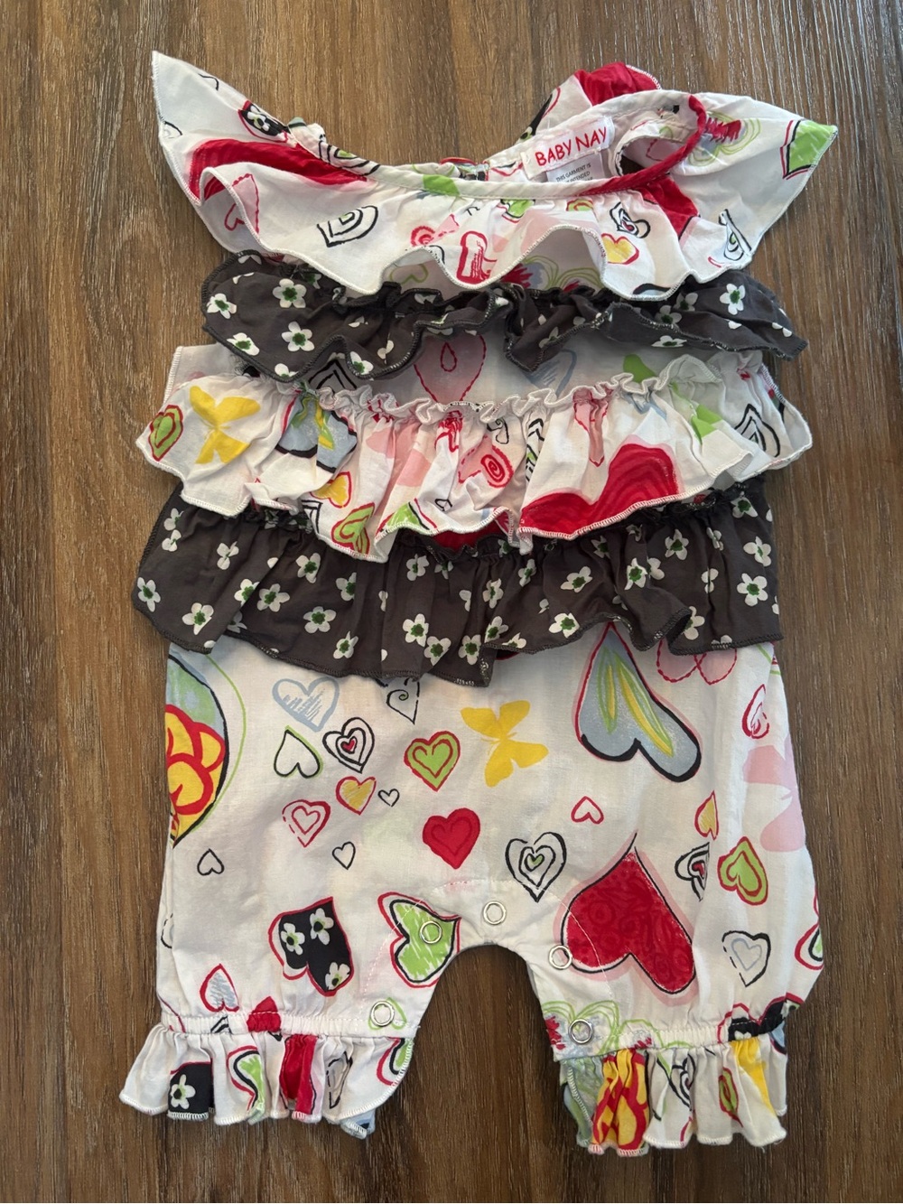Baby Nay Heart & Floral Ruffle Romper 6m
